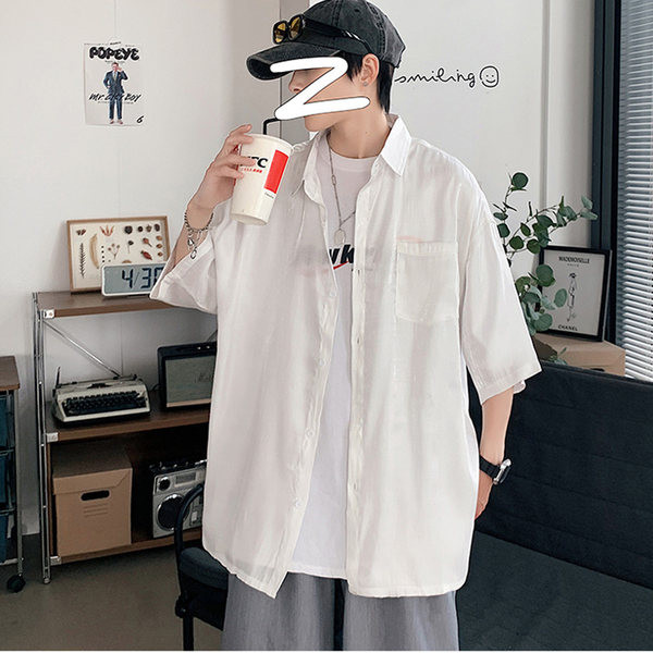 Vasaras vīriešu krekls ar spīdīgu efektu