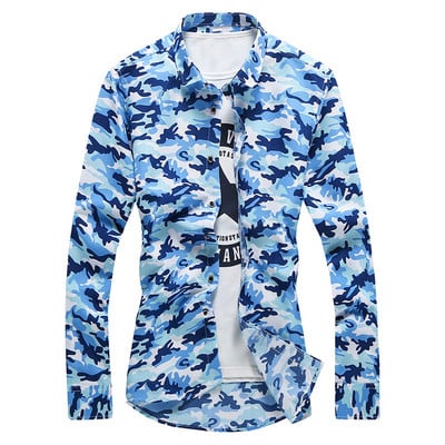 Meeste pikkade varrukate ja nööpidega kamuflaažsärk