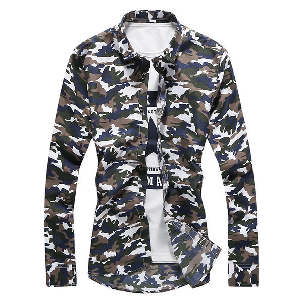 Meeste pikkade varrukate ja nööpidega kamuflaažsärk