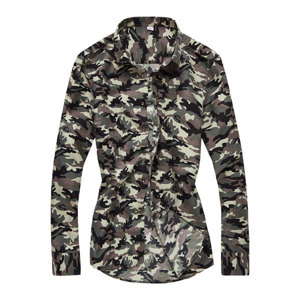 Meeste pikkade varrukate ja nööpidega kamuflaažsärk
