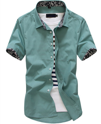 Meeste vabaaja särk lühikeste varrukate ja nööpidega