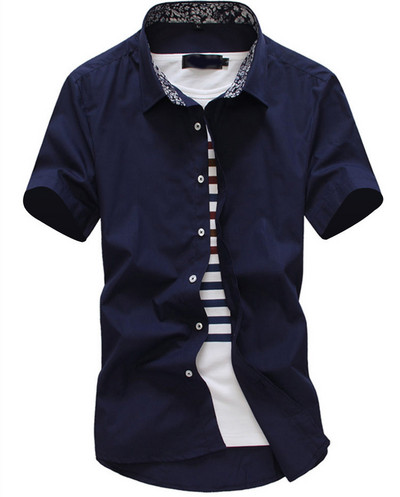 Ανδρικό casual πουκάμισο με κοντά μανίκια και κουμπιά