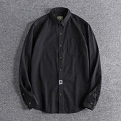 Moodne pikkade varrukatega ja klassikalise kraega meeste särk - ühevärviline mudel