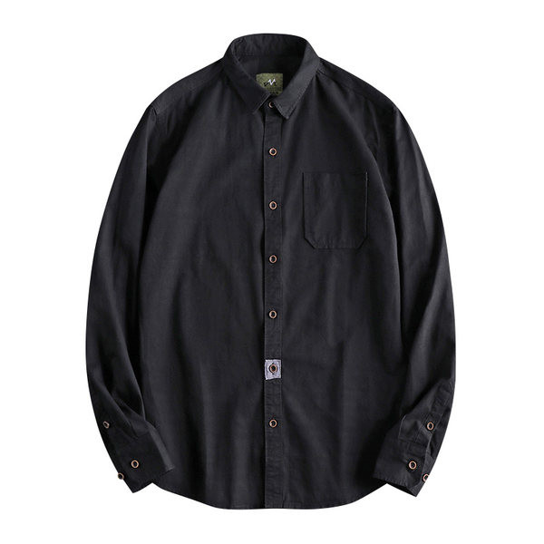 Moodne pikkade varrukatega ja klassikalise kraega meeste särk - ühevärviline mudel