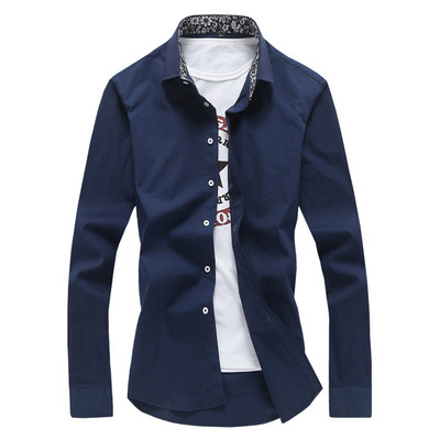 Meeste pikkade varrukatega särk ja aplikatsiooniga lilled krael