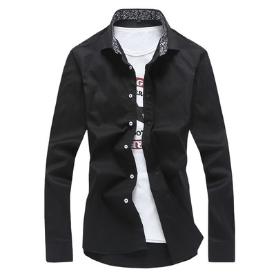 Meeste pikkade varrukatega särk ja aplikatsiooniga lilled krael