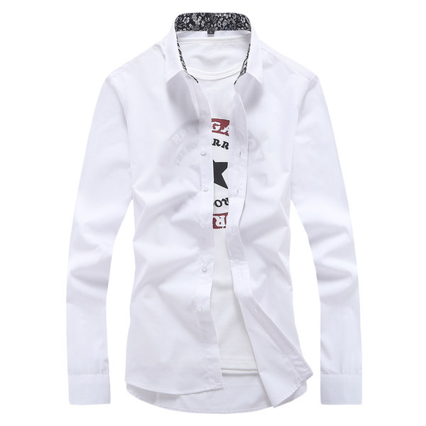 Meeste pikkade varrukatega särk ja aplikatsiooniga lilled krael