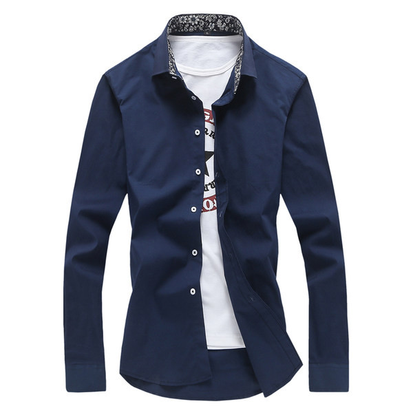 Meeste pikkade varrukatega särk ja aplikatsiooniga lilled krael