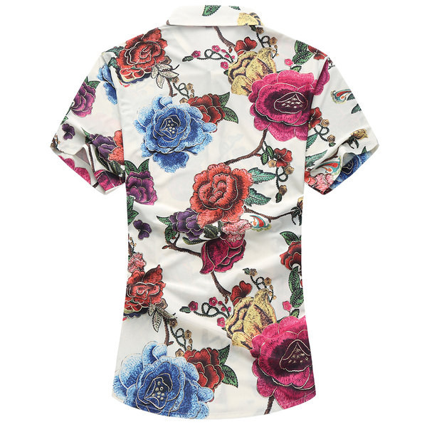 Moderns vīriešu krekls ar ziedu rakstu un īsām piedurknēm