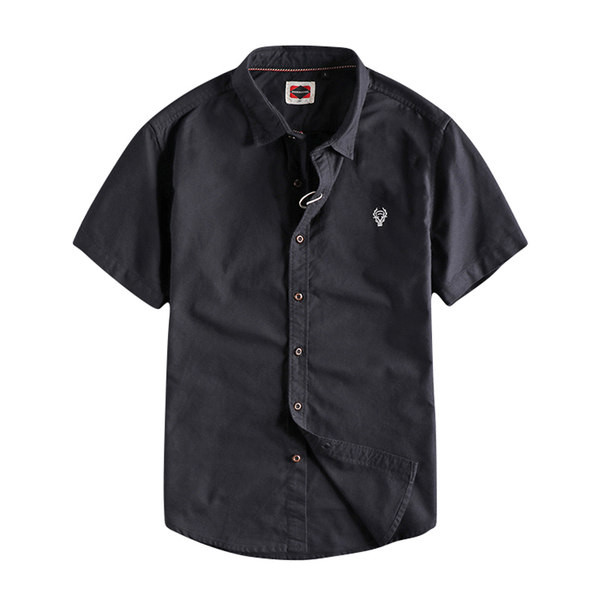 Vasaras vīriešu krekls ar īsām piedurknēm un izšuvumiem