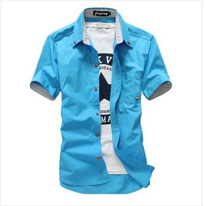 Ανδρικό πουκάμισο με γιακά και κοντά μανίκια