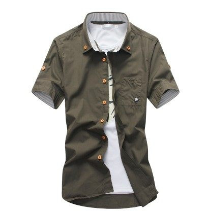 Ανδρικό πουκάμισο με γιακά και κοντά μανίκια