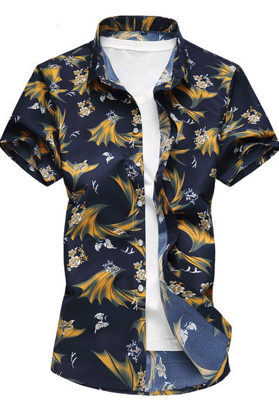 Jauns krāsaina vīriešu krekla modelis ar apkakli un īsām piedurknēm