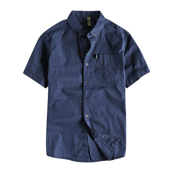 Vienkrāsains vīriešu krekls ar īsām piedurknēm un pogām