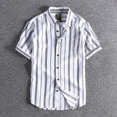 Meeste triibuline särk klassikalise kraega, valge