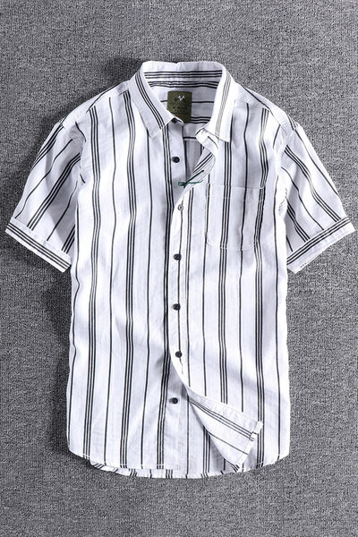 Meeste triibuline särk klassikalise kraega, valge