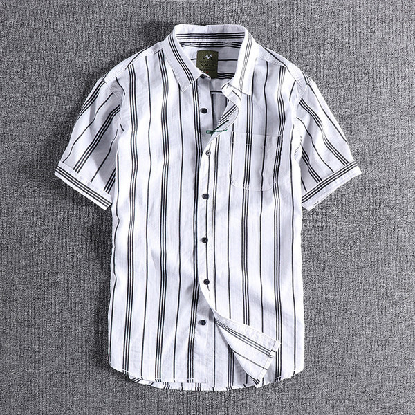 Meeste triibuline särk klassikalise kraega, valge