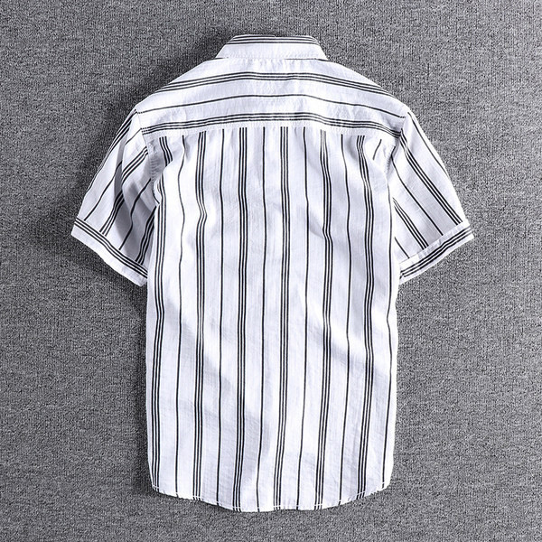 Meeste triibuline särk klassikalise kraega, valge