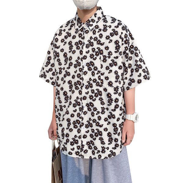 Ikdienas vīriešu krekls ar 3/4 piedurknēm un ziedu aplikāciju