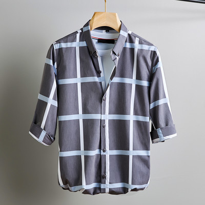 Suvine ruuduline nööpidega särk meestele