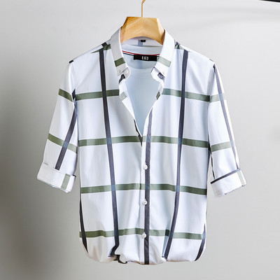 Suvine ruuduline nööpidega särk meestele