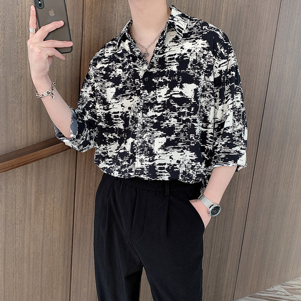 Νέο ανδρικό πουκάμισο φαρδιά με κλασικό γιακά