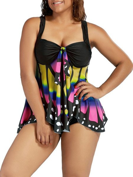 Γυναικείο ολόσωμο μαγιό με λεπτούς ιμάντες και απλικέ πεταλούδα