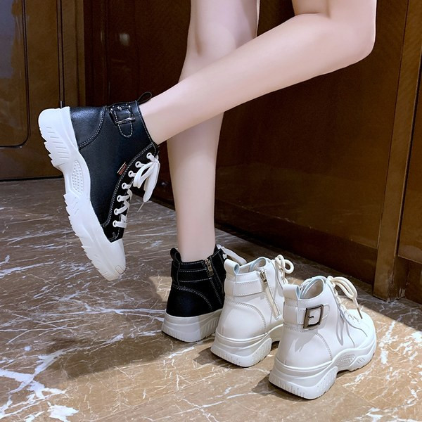 Eko-nahast vabaaja naiste kõrged tossud paeltega