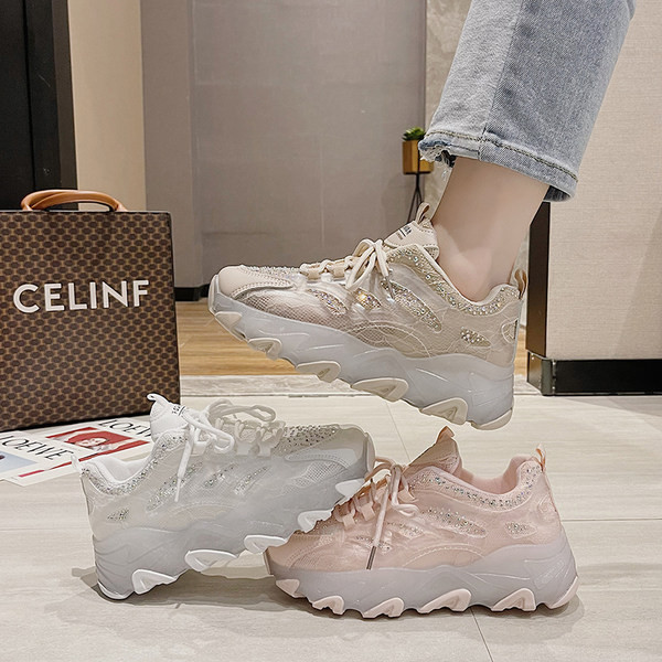 Γυναικεία πάνινα παπούτσια με κορδόνια και διακοσμητικές πέτρες σε τρία χρώματα