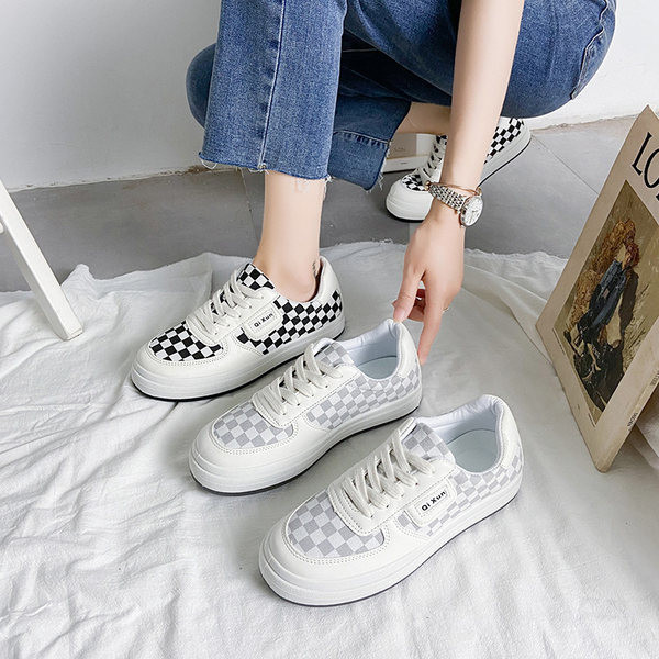 Sieviešu rūtainas kedas ar saitēm divās krāsās