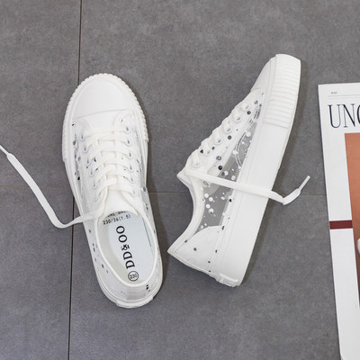 Casual αθλητικά παπούτσια με διαφανές μέρος και κορδόνια για γυναίκες