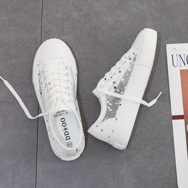 Casual αθλητικά παπούτσια με διαφανές μέρος και κορδόνια για γυναίκες