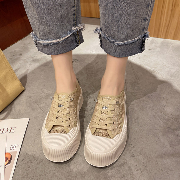 Ženske mrežaste tenisice sa vezicama i ravnim đonom u dvije boje