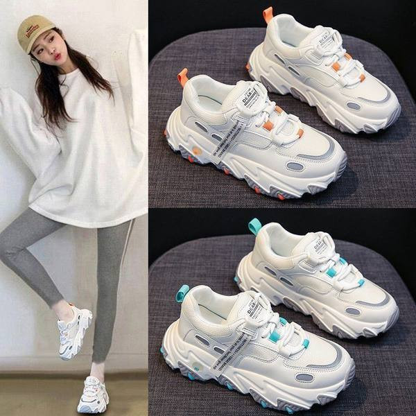 Αθλητικά και casual γυναικεία  παπούτσια με τραχιά σόλα σε δύο χρώματα