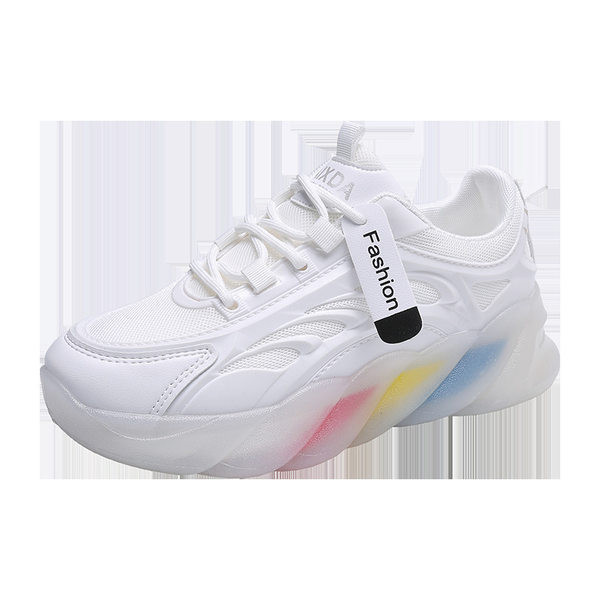 Casual αθλητικά παπούτσια με κορδόνια και χρωματιστή σόλα για γυναίκες