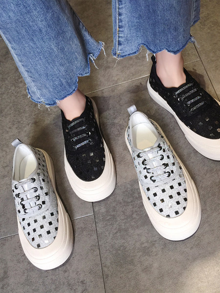 Audekla sieviešu kedas ar spīdīgu efektu