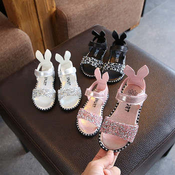 Ежедневни детски сандали с лъскави частици и 3D елемент