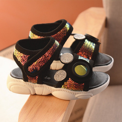 Bērnu sandales meitenēm ar fliteriem un uzlīmēm