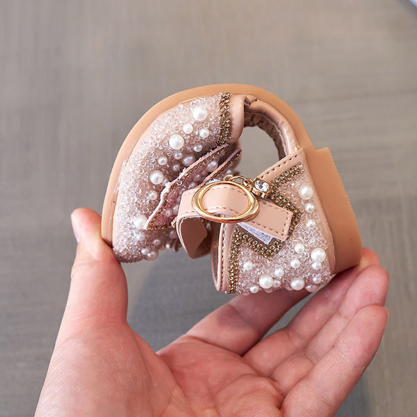 Jauns bērnu sandaļu modelis ar lentīti un pērlēm