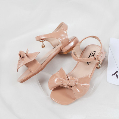 Μοντέρνα έκο δερμάτινα σανδάλια για κορίτσια με κορδέλα και μεταλλική αγκράφα