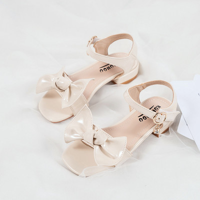 Μοντέρνα έκο δερμάτινα σανδάλια για κορίτσια με κορδέλα και μεταλλική αγκράφα