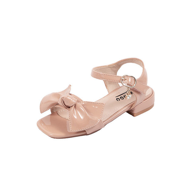 Μοντέρνα έκο δερμάτινα σανδάλια για κορίτσια με κορδέλα και μεταλλική αγκράφα