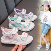 Sporta un ikdienas bērnu sandales ar uzrakstu un uzlīmēm meitenēm