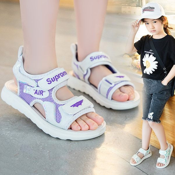 Sporta un ikdienas bērnu sandales ar uzrakstu un uzlīmēm meitenēm