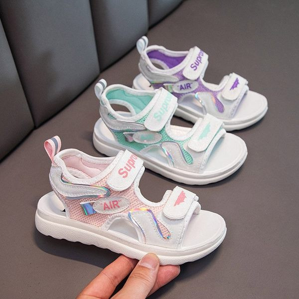 Sporta un ikdienas bērnu sandales ar uzrakstu un uzlīmēm meitenēm