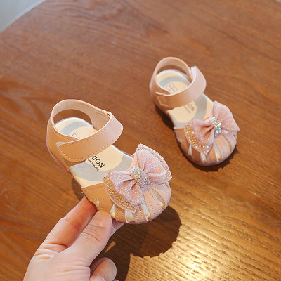 Sandale copii cu pietre si panglica pentru fete in doua culori