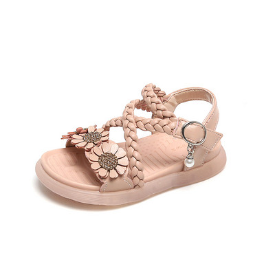 Mūsdienīgas bērnu sandales ar 3D ziediem un sprādzi