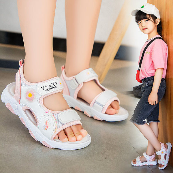 Ikdienas bērnu vasaras sandales ar emblēmu un uzrakstu meitenēm