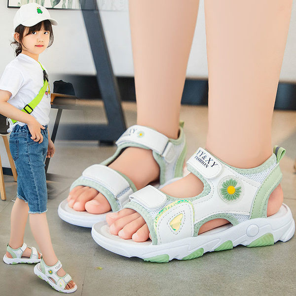 Ikdienas bērnu vasaras sandales ar emblēmu un uzrakstu meitenēm