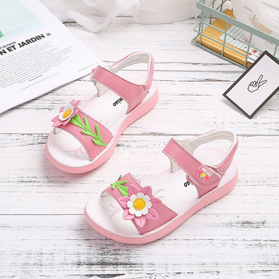 Bērnu sandales no eko ādas un 3D dekorācijas